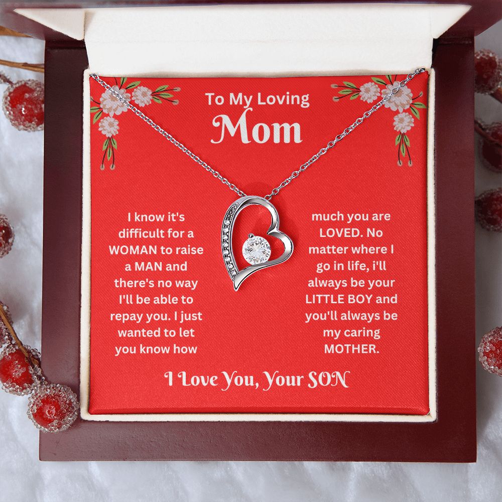Forever Love Necklace - son to Mom red