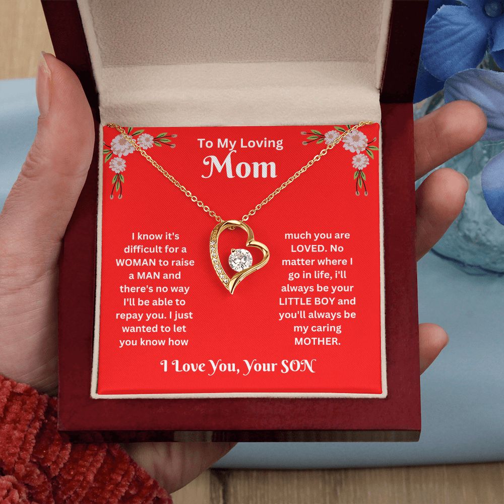 Forever Love Necklace - son to Mom red