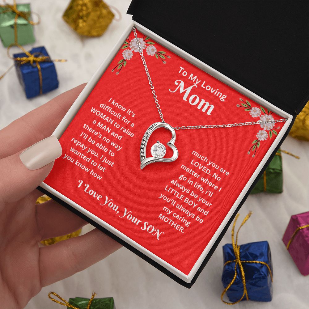 Forever Love Necklace - son to Mom red