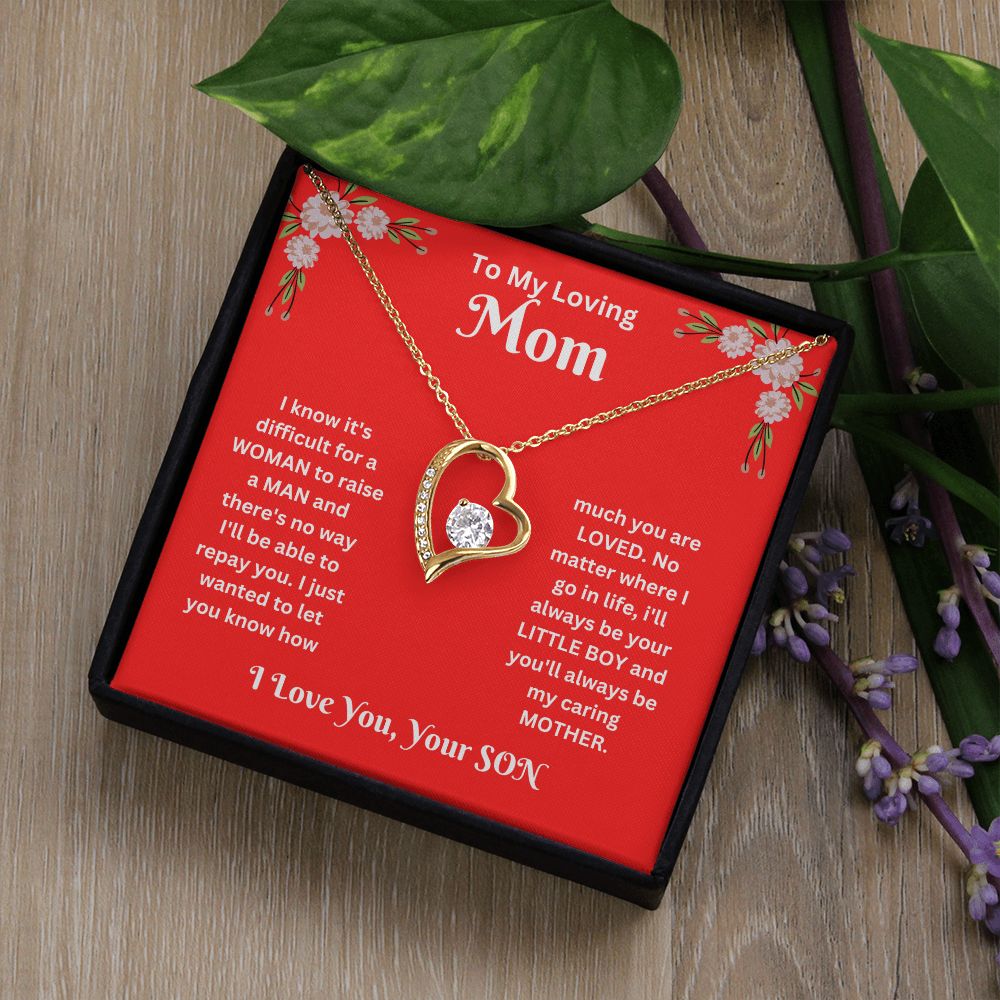 Forever Love Necklace - son to Mom red
