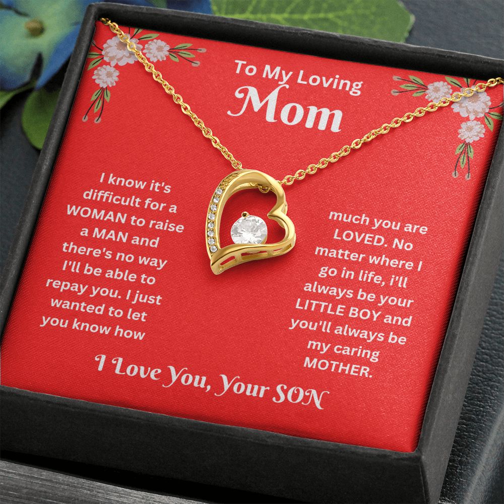 Forever Love Necklace - son to Mom red