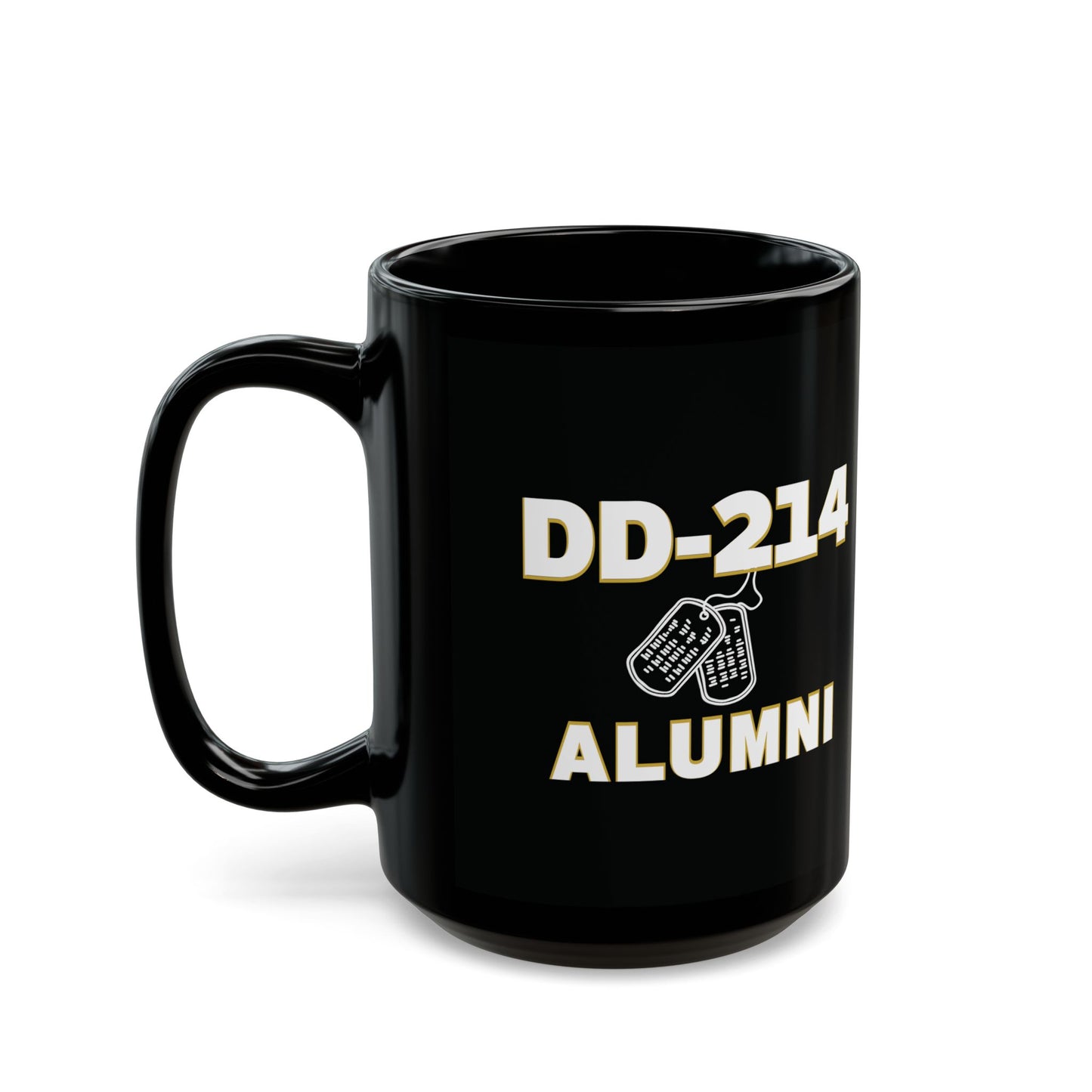 DD-214 Alumni | Military Keepsake | 15oz Mug | Veterans Day Gift | White & Gold letters