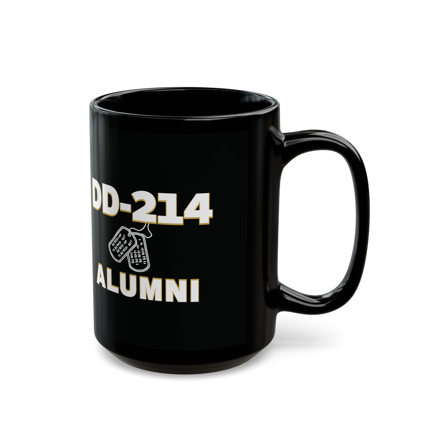 DD-214 Alumni | Military Keepsake | 15oz Mug | Veterans Day Gift | White & Gold letters