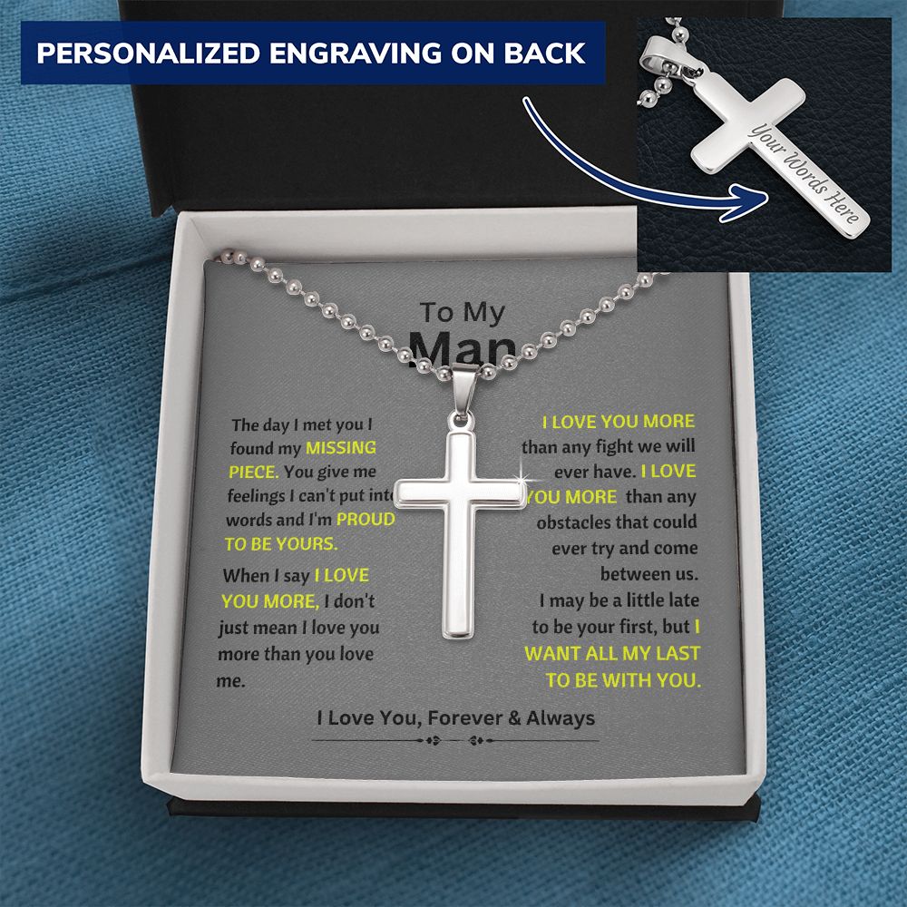 To my Man | Cross on gray background
