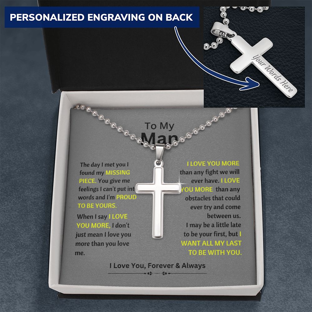 To my Man | Cross on gray background