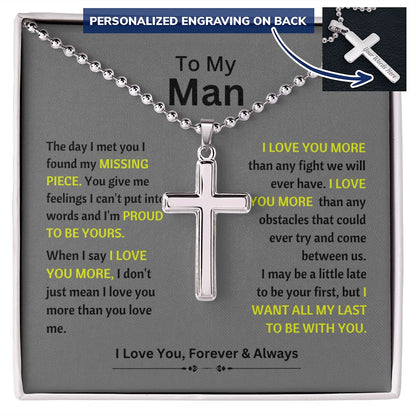 To my Man | Cross on gray background
