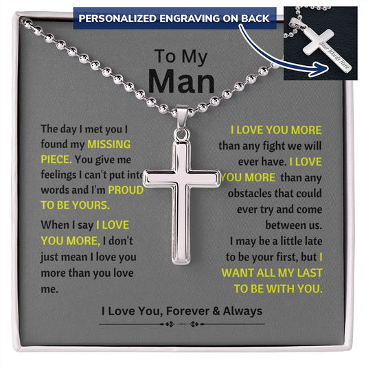 To my Man | Cross on gray background