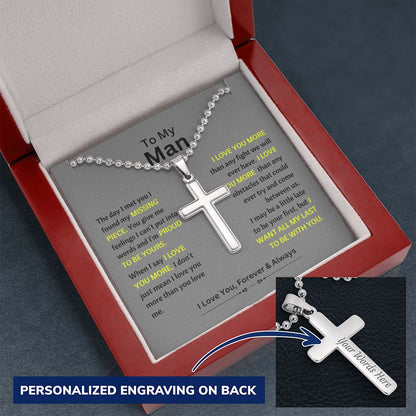To my Man | Cross on gray background