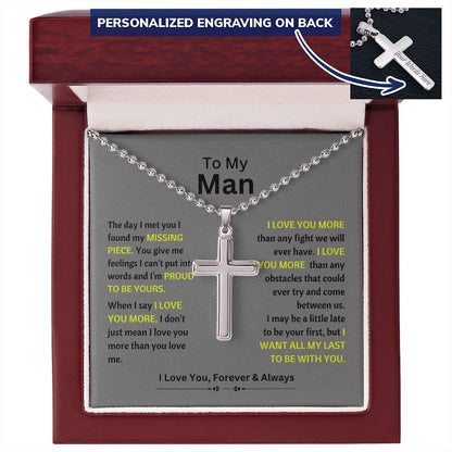 To my Man | Cross on gray background