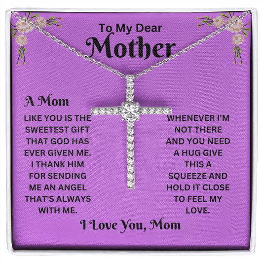 Cross Necklace | Mom purple