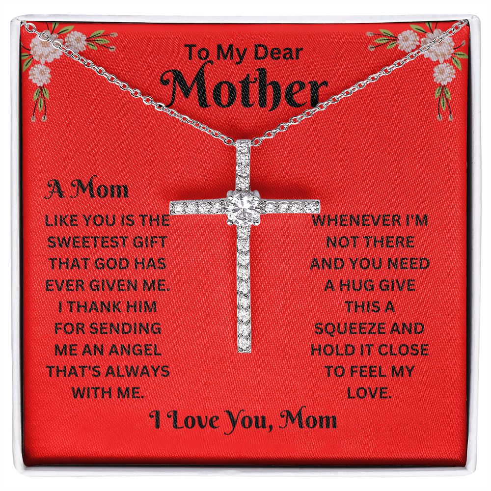 Cross Necklace - Mom red