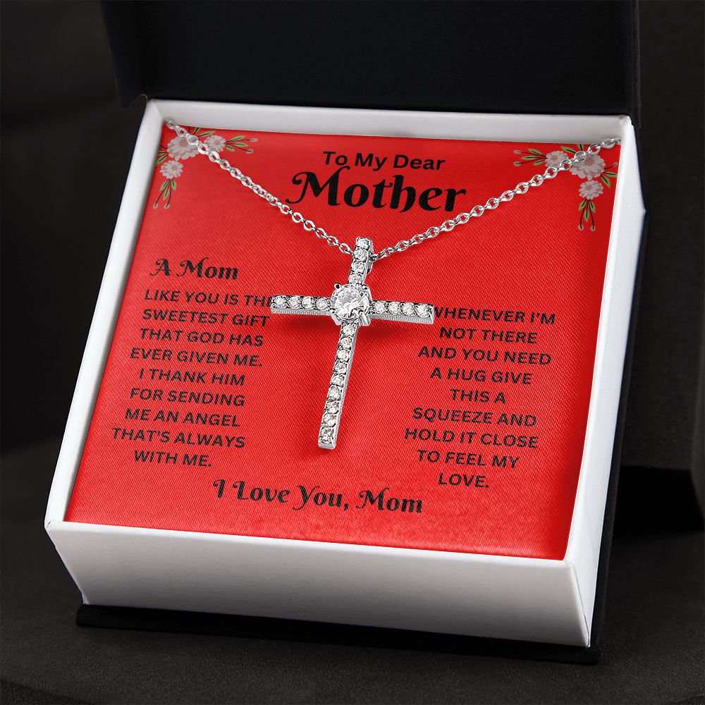 Cross Necklace - Mom red