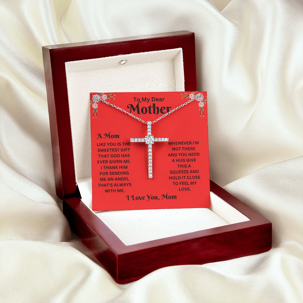 Cross Necklace - Mom red