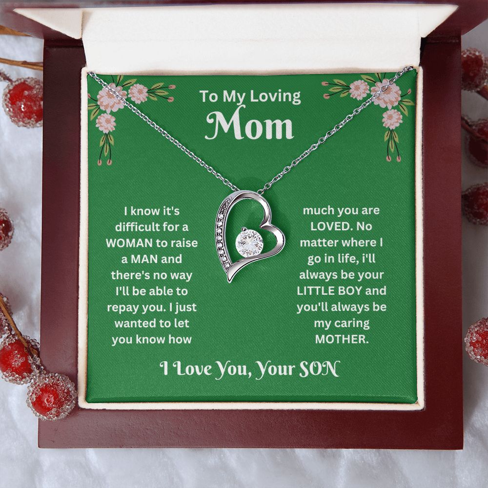 Forever Love Necklace - son to Mom green