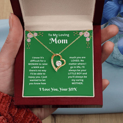 Forever Love Necklace - son to Mom green