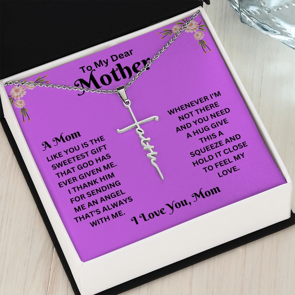 Faith Cross Necklace - Mom purple