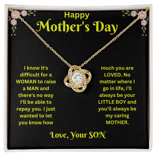 Love Knot Necklace - Mothers Day black & gold