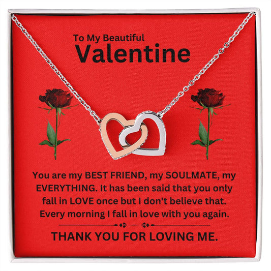 Interlocking Hearts Necklace | Valentine red