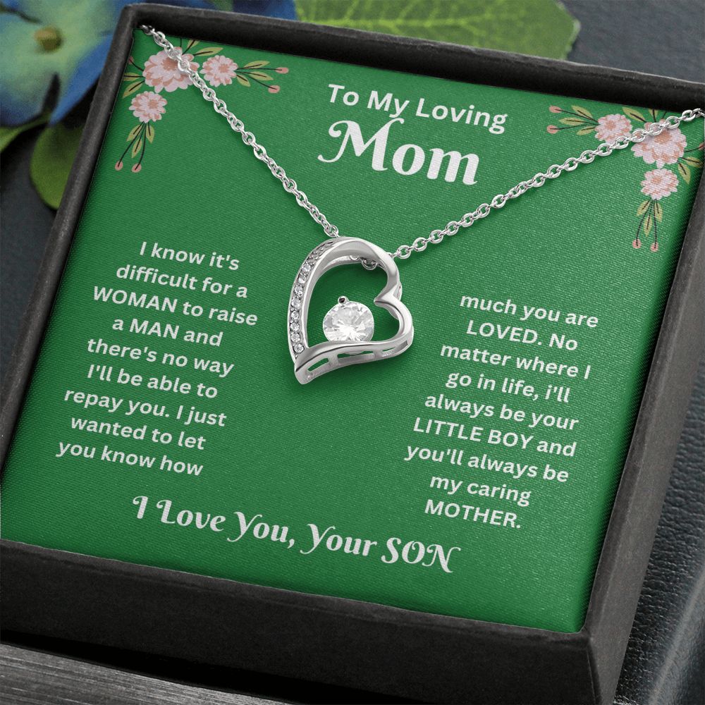 Forever Love Necklace - son to Mom green