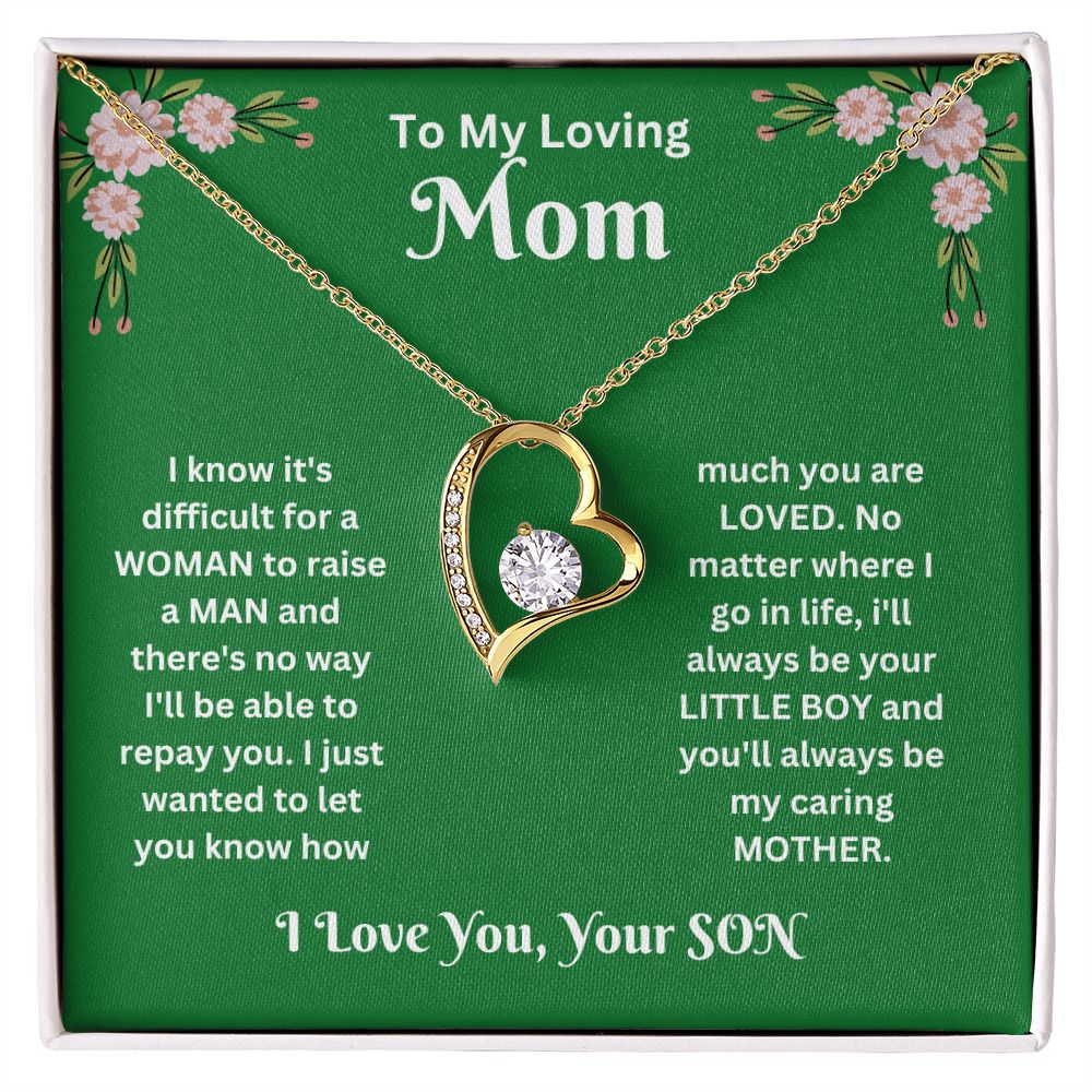 Forever Love Necklace - son to Mom green