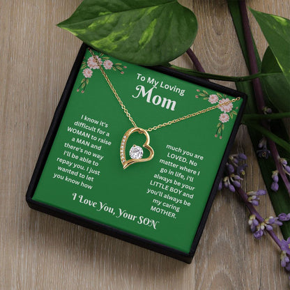 Forever Love Necklace - son to Mom green