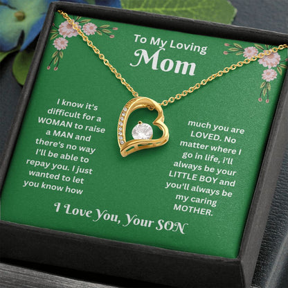 Forever Love Necklace - son to Mom green